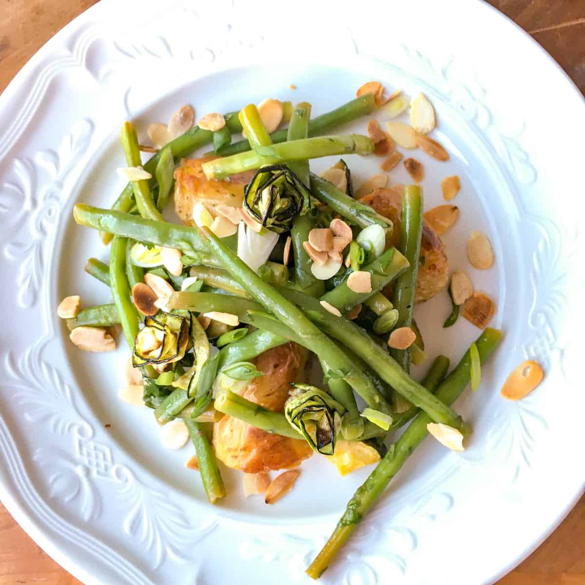 green bean and potato salad from top