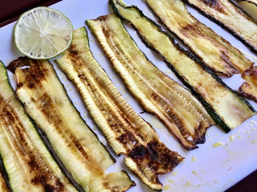 slices of panfried courgettes