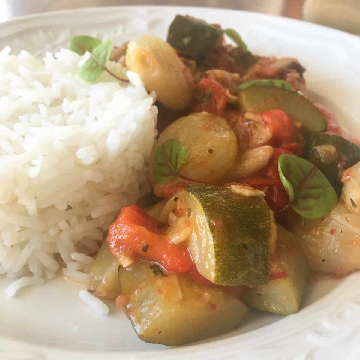 ratatouille served with rice