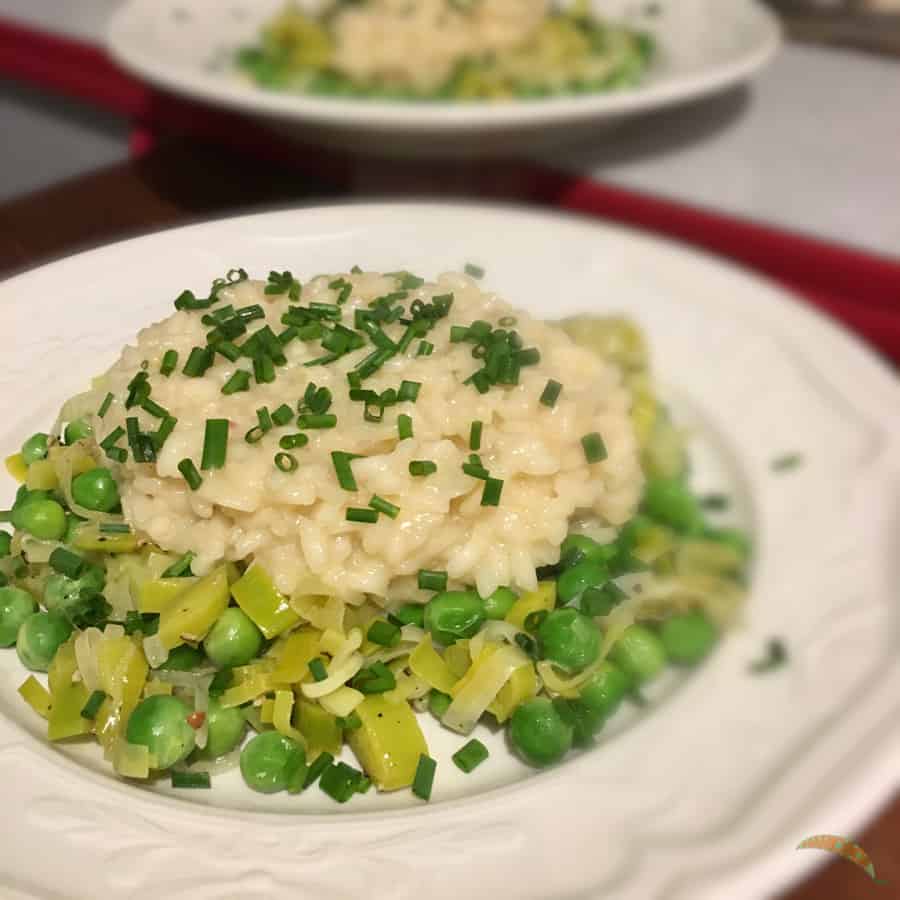 leek and pea risotto