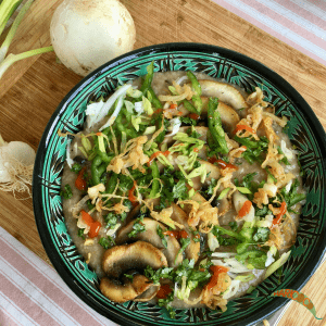 congee, rice porridge bowl